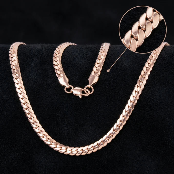 Cadena Serpiente Rosa Oro Laminado 18k